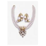 Pink Faux Pearl Necklace and Earring Set