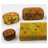 Four Hand-Painted Papier Mï¿½chï¿½ Boxes