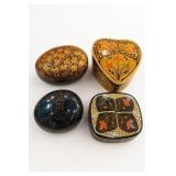 4 Hand-Painted Decorative Boxes