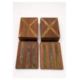 Wood and Brass Inlaid Boxes, India