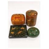 Four Hand-Painted Russian Lacquerware