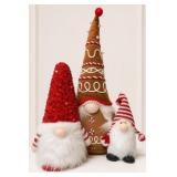 Three Christmas Gnome Plush Figures