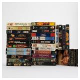 Plastic Tote With VHS Movie Collection