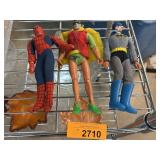 Mego Action Figures: Spider-Man, Robin, and 8
