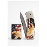 Eagle and Flag Knife and Lighter Set