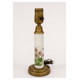 Brass and Glass Lamp with Floral Design
