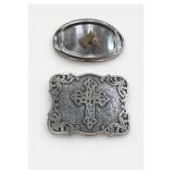 Two Decorative Metal Belt Buckles