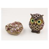 Jeweled Heart and Owl Trinket Boxes