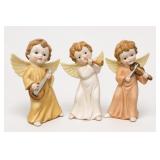 Three Ceramic Angel Figurines Muscians