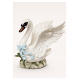 Porcelain Swan Figurine with Blue Bow