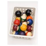 Billiard Ball Set with Pool Cues and Case