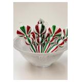 Glass Red Green White Ornaments