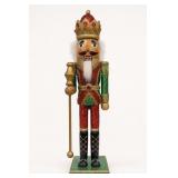Glittered Wooden King Nutcracker 15-Inch