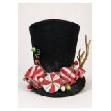 Festive Black Felt Top Hat with Candy Decor
