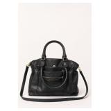 Black Faux Leather Handbag with Gold Hardware