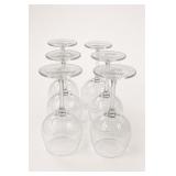 Six Clear Wine Glasses