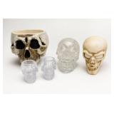 Halloween Skull Decor Lot, Mixed Materials