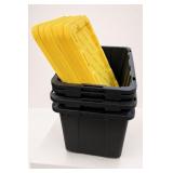 Three Black Storage Totes with Lids