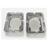 Clear Glass Skull Ashtrays