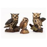 Norleans Japan Ceramic Owl Figurines Trio