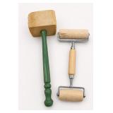 Wooden Meat Tenderizer and Pastry Roller Set