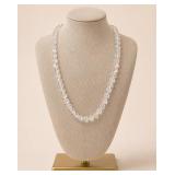 Faceted Aurora Borealis Crystal Bead Necklace 24in