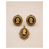 Whiting and Davis Cameo Clip-On Earring Set