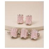 Pink Lucite Stone Bracelet and Earrings Set