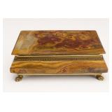 Polished Onyx Stone Jewelry Box with Velvet Lining