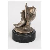 Signed M Maloney Western Hat and Boots Sculpture
