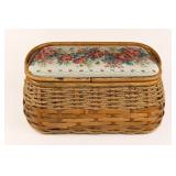 Woven Sewing Basket with Floral Lid