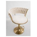 Tufted Swivel Bar Stool With Gold Base