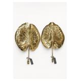 Pair Chapman Brass Leaf Wall Sculptures
