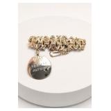 Monet Silver Tone Link Bracelet with Medal