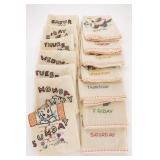 Embroidered Days of the Week Tea Towels
