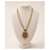 Celebrity Gold Tone Double Chain Pendant