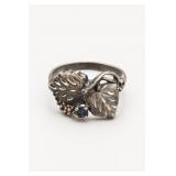 Sterling Silver Leaf Motif Ring Size 6