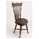 Wooden Swivel Piano Stool with Turned Legs