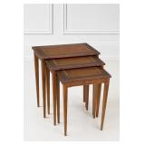 Three Nesting Side Tables with Leather