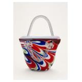 Murano Style Swirled Art Glass Purse Vase