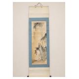 Asian Hanging Scroll Ink Painting with Bamboo