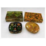 Four Hand-Painted Lacquer Boxes