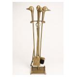 Brass Fireplace Tool Set With Duck Handles
