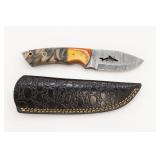Custom Damascus Knife with Shark Cutout