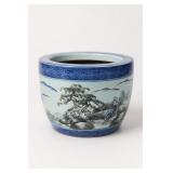 Blue and White Ceramic Fish Bowl Planter