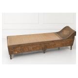 Vintage Cane and Carved Wood Chaise Lounge