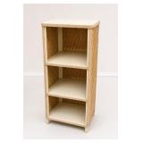Three-Tier Wicker and Wood Shelf Unit