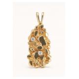 14K Gold and Diamond Nugget Pendant 8.3g