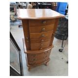 Wood Jewelry Armoire with Mirror and Drawers