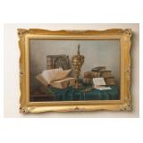 Framed Still Life Oil Painting Signed 29" x